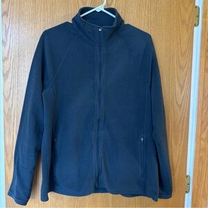 L.L. Bean Men’s Full Zip Fleece Jacket Navy Size Medium Collared No Hood Pockets